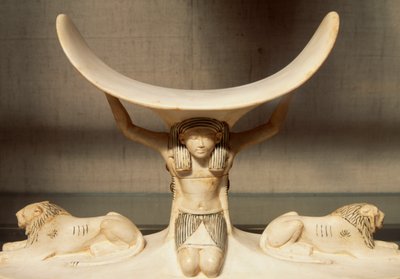 Carved Ivory Headrest Supported by Shu, Personification of Air, from the Tomb of Tutankhamun, Egyptian Civilization, XVIII Dynasty by Egyptian 18th Dynasty
