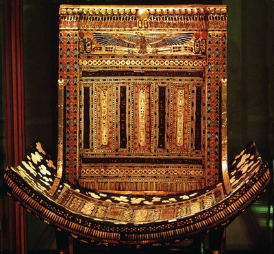 Ceremonial Chair of Tutankhamun, Detail of the Curved Seat and Back, New Kingdom by Egyptian 18th Dynasty