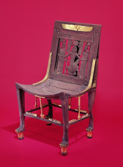 Chair, from the Tomb of Tutankhamun depicting the spirit of millions of years by Egyptian 18th Dynasty