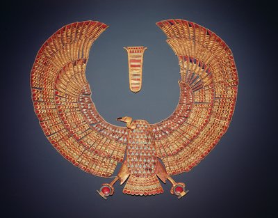 Collar in the form of the vulture goddess Nekhbet, from the tomb of Tutankhamun, New Kingdom by Egyptian 18th Dynasty