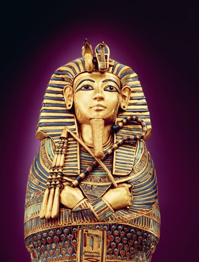 Detail of the Front View of One of the Canopic Coffins, from the Tomb of Tutankhamun by Egyptian 18th Dynasty