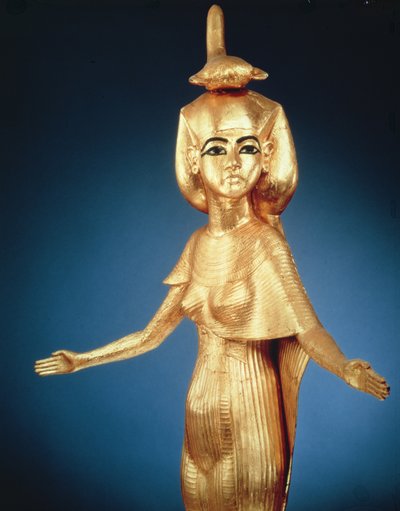 Detail of the goddess Selket from the canopic shrine, from the Tomb of Tutankhamun, New Kingdom by Egyptian 18th Dynasty