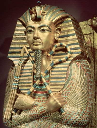 (detail) of the second mummiform coffin of Tutankhamun by Egyptian 18th Dynasty
