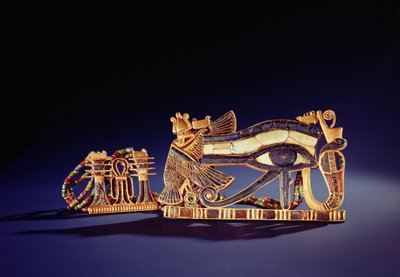 Djed pillar pectoral and wedjet eye pectoral, from the Tomb of Tutankhamun, New Kingdom by Egyptian 18th Dynasty