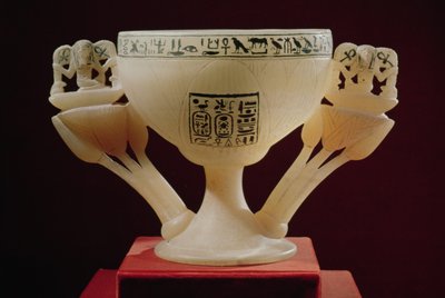 Drinking Cup in the Form of a Half-Opened Lotus Flower, Found at the Entrance to the Tomb of Tutankhamun by Egyptian 18th Dynasty