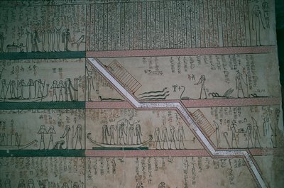 Egypt, Luxor, Valley of the Kings, Tomb of Thutmose III, Burial Chamber Frescoes by Egyptian 18th Dynasty