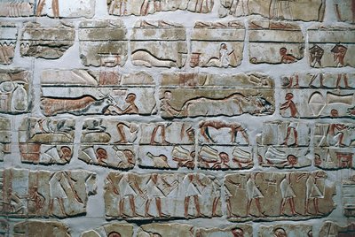 Egypt, Thebes, Luxor, Temples of Karnak, Talatat wall from the temple of Amenhotep IV by Egyptian 18th Dynasty