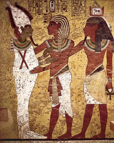Egyptian Antiquity: The Pharaoh Tutankhamun Facing the God Osiris by Egyptian 18th Dynasty