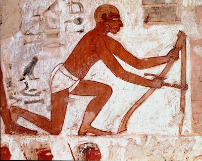Tomb of Rekhmire: Ploughman with Agricultural Tool by Egyptian 18th Dynasty