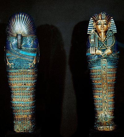 Egyptian Antiquity: Gilded Gold Sarcophagus Used to Contain the Deceased