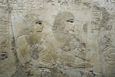 Bas Relief Representing the Guests of a Funeral Banquet - Tomb of the Vizier Ramose by Egyptian 18th Dynasty