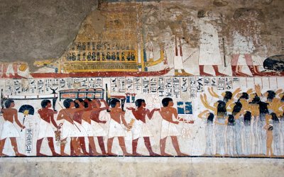 Offering Bearers and Mourners, Fresco from the Tomb of the Vizier Ramose by Egyptian 18th Dynasty