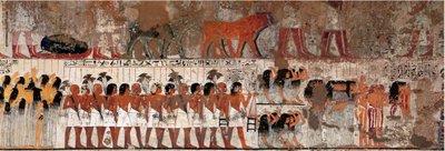 Egyptian Antiquity: Funeral Scene with Weeping. Tomb of Ramose (1411-1375 BC), Governor of Thebes and Vizier, Beginning of the Reign of Amenophis IV. Necropolis of Gournah (Sheikh Abd el-Gournah), Egypt by Egyptian 18th Dynasty
