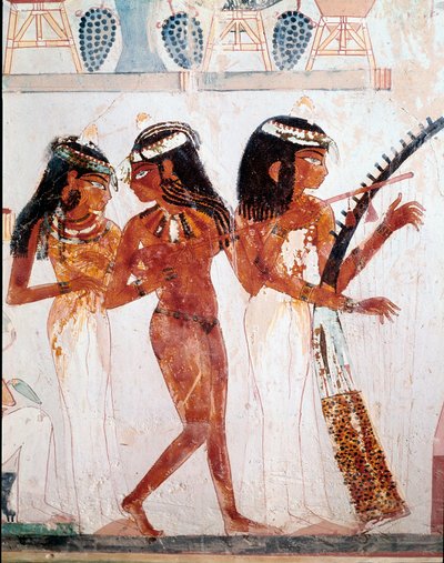 Egyptian antiquity: musicians. Tomb of Nakht, 18th dynasty, 1410 BC by Egyptian 18th Dynasty