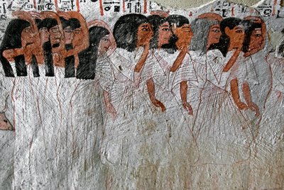 Egyptian antiquity: procession of weeping. Painting of the Tomb of Roy (TT255). 18th dynasty. From the West Bank of Luxor, Egypt by Egyptian 18th Dynasty