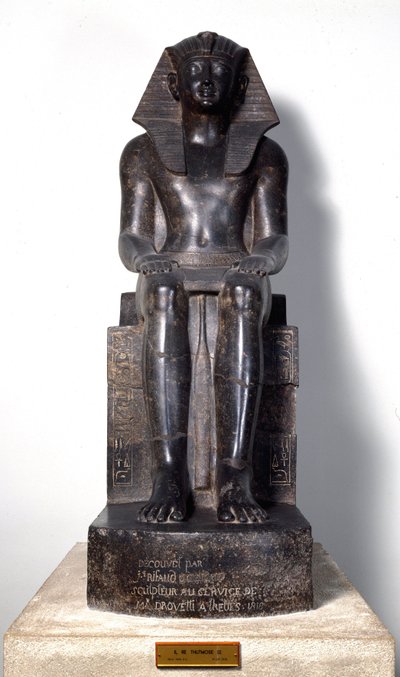 Egyptian antiquity: sculpture of basanite representing Thutmosis III (circa 1504-1450 BC), Egyptian pharaoh. 18th dynasty. From Thebes. Turin, Egyptian museum by Egyptian 18th Dynasty