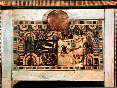 Egyptian Antiquity: Small Wooden Box with Ivory Inlay Representing the Hunting Parts of Pharaoh Tutankhamun. 18th Dynasty. From the Tomb of Tutankhamun (1345-1327 BC) Valley of the Kings. Thebes Cairo, Egyptian Museum by Egyptian 18th Dynasty