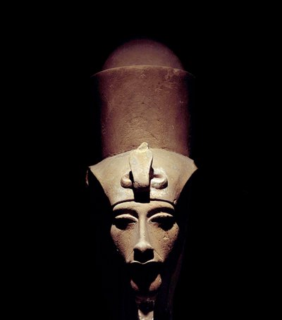 Statue of Amenhotep IV bearing the double crown. 1301 BC. 18th dynasty. Detail of the sculpture. From the Temple of Amon Ra in Thebes. Luxor Museum, Egypt by Egyptian 18th Dynasty