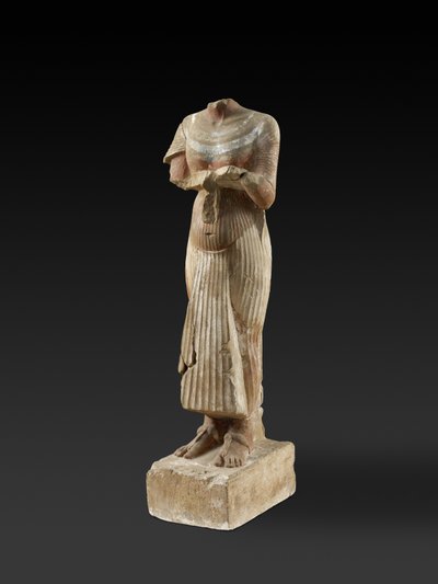 Figure of Pharaoh Akhenaten Holding an Offering Table by Egyptian 18th Dynasty