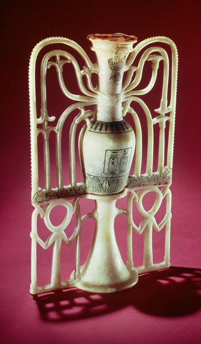 Floral unguent jar, from the Tomb of Tutankhamun (c.1370-1352 BC) New Kingdom by Egyptian 18th Dynasty