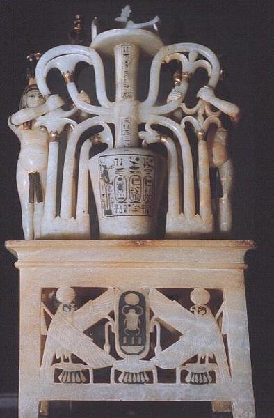 Floral unguent jar, from the Tomb of Tutankhamun by Egyptian 18th Dynasty