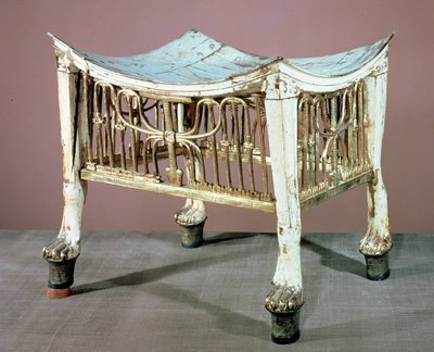 Footstool used by the child-king at the beginning of his reign, from the tomb of Tutankhamun by Egyptian 18th Dynasty