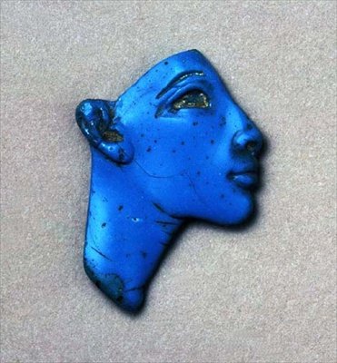 Fragment of Inlay of a Royal Head, from Amarna, New Kingdom (detail) by Egyptian 18th Dynasty