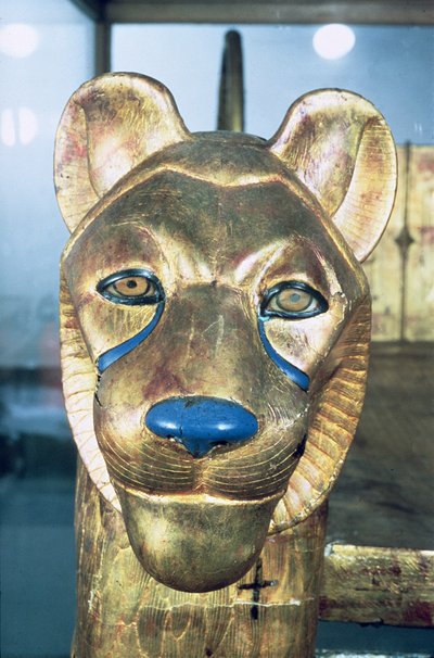 Funerary bedhead in the form of a lion, from the Tomb of Tutankhamun, New Kingdom by Egyptian 18th Dynasty