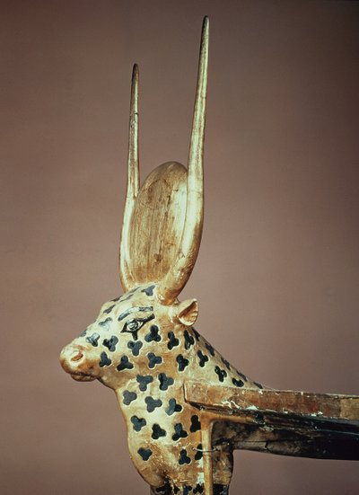 Funerary bedhead in the form of the sacred cow, from the tomb of Tutankhamun by Egyptian 18th Dynasty