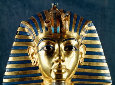 Funerary mask of Tutankhamun, Detail, Goldsmith art, Egyptian civilization, New Kingdom, Dynasty XVIII by Egyptian 18th Dynasty