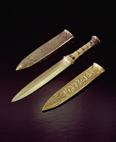 Gold dagger and sheath, from the Tomb of Tutankhamun, New Kingdom by Egyptian 18th Dynasty