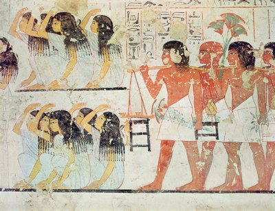 Group of mourners in the funeral procession of Ramose, from the Tomb Chapel of Ramose, New Kingdom by Egyptian 18th Dynasty