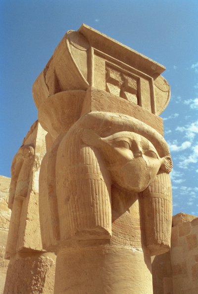 Hathor-headed column, from the Chapel of Hathor, Temple of Hatshepsut by Egyptian 18th Dynasty