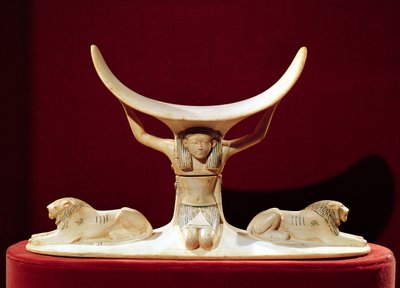 Headrest with Shu, the Egyptian God of the Air, from the Tomb of Tutankhamun by Egyptian 18th Dynasty