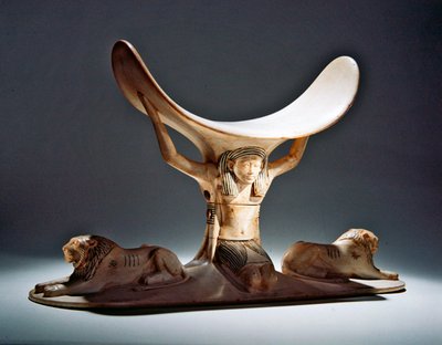 Headrest with Shu, the Egyptian god of the air, from the Tomb of Tutankhamun, New Kingdom by Egyptian 18th Dynasty