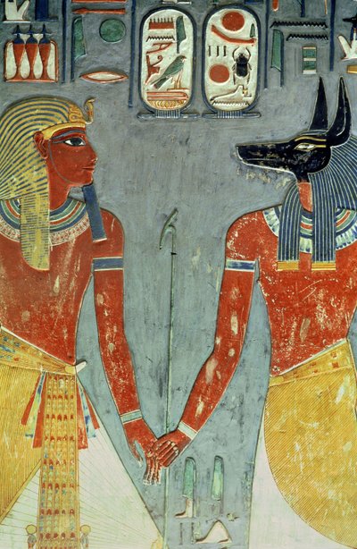 Horemheb and Anubis, from the Tomb of Horemheb (c.1323-1295 BC) New Kingdom by Egyptian 18th Dynasty