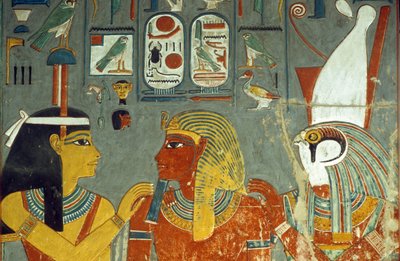 Horus, Horemheb and Hathor, from the Tomb of Horemheb (c.1323-1295 BC) New Kingdom by Egyptian 18th Dynasty