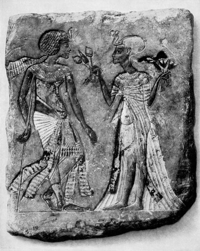 King Amenophis IV of Egypt and His Wife by Egyptian 18th Dynasty