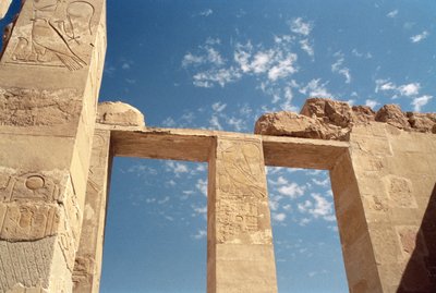 Lintel at the entrance to the Chapel of Hathor, Mortuary Temple of Hatshepsut, New Kingdom, c.1552-1296 BC by Egyptian 18th Dynasty