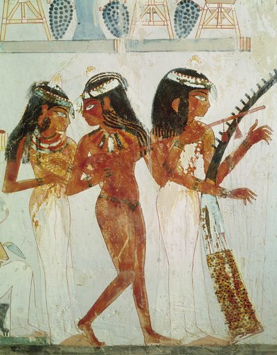 Musicians and a Dancer, from the Tomb of Nakht, New Kingdom by Egyptian 18th Dynasty