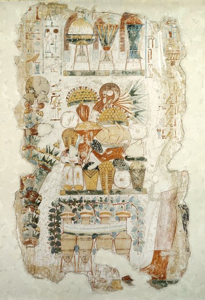 Nebamun Receiving Offerings from His Son, from the Tomb of Nebamun, c.1350 BC by Egyptian 18th Dynasty
