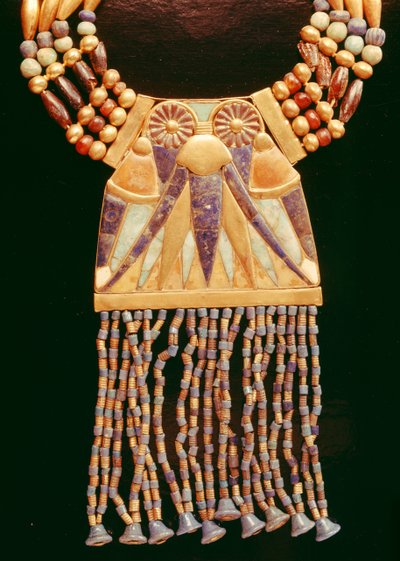 Necklace with lunar pectoral, from the Tomb of Tutankhamun (detail) by Egyptian 18th Dynasty