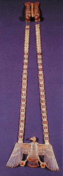 Necklace with Vulture Pendant, from the Tomb of Tutankhamun by Egyptian 18th Dynasty