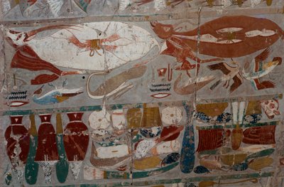 Painted Bas-Relief, Mortuary Temple of Queen Hatshepsut, Djeser-Djeseru, Deir el-Bahri, Luxor, Thebes by Egyptian 18th Dynasty