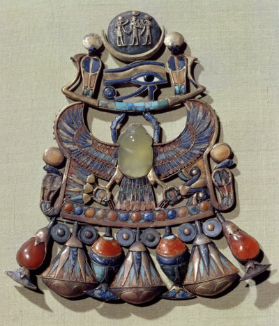 Pectoral with a bird-scarab, from the tomb of Tutankhamun by Egyptian 18th Dynasty