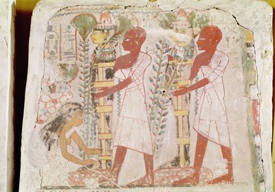 Preparation of two mummies for the purification ceremony, from the tomb of Merymaat, New Kingdom by Egyptian 18th Dynasty