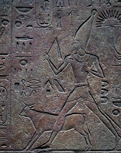 Queen Hatshepsut Accompanied by the Apis Bull During Jubilee Celebration, Relief, Temple of Amun, Karnak Temple Complex by Egyptian 18th Dynasty