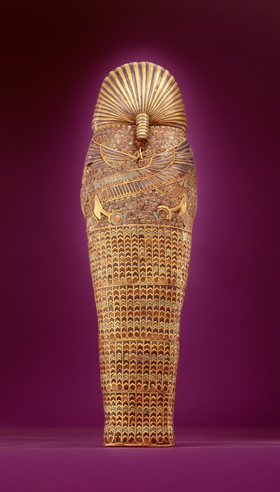 Rear view of one of the canopic coffins, from the Tomb of Tutankhamun by Egyptian 18th Dynasty