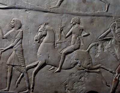 Relay race on horseback (detail) by Egyptian 18th Dynasty