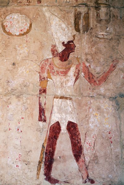 Relief Depicting Thutmose III Wearing Lower Egypt Crown, Mortuary Temple of Queen Hatshepsut, Deir el-Bahri, Theban Necropolis by Egyptian 18th Dynasty